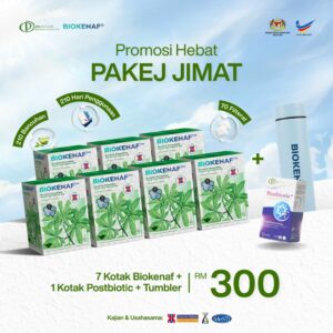 PAKEJ JIMAT (7 KOTAK BIOKENAF + 1 POSTBIOTIC + 1 TUMBLR)